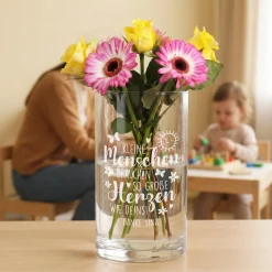 Glas Vase mit Gravur für Erzieherin | Personalisiertes Dankeschön Geschenk für Kita & Kindergarten
