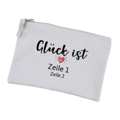 Glück ist... Beautycase mit Wunschtext