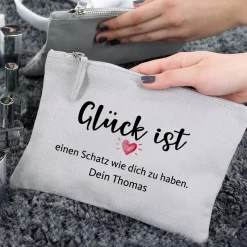 Glück ist... Beautycase mit Wunschtext