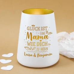 Glück ist, eine Mama wie Dich zu haben - Windlicht mit Wunschgravur