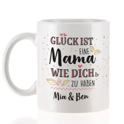 Glück ist, eine Mama wie dich zu haben - Tasse mit Wunschtext