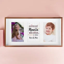 Glück ist, eine Mama wie Dich zu haben - Bilderrahmen mit 2 Fotos und Wunschtext