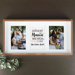 Glück ist, eine Mama wie Dich zu haben - Bilderrahmen mit 2 Fotos und Wunschtext