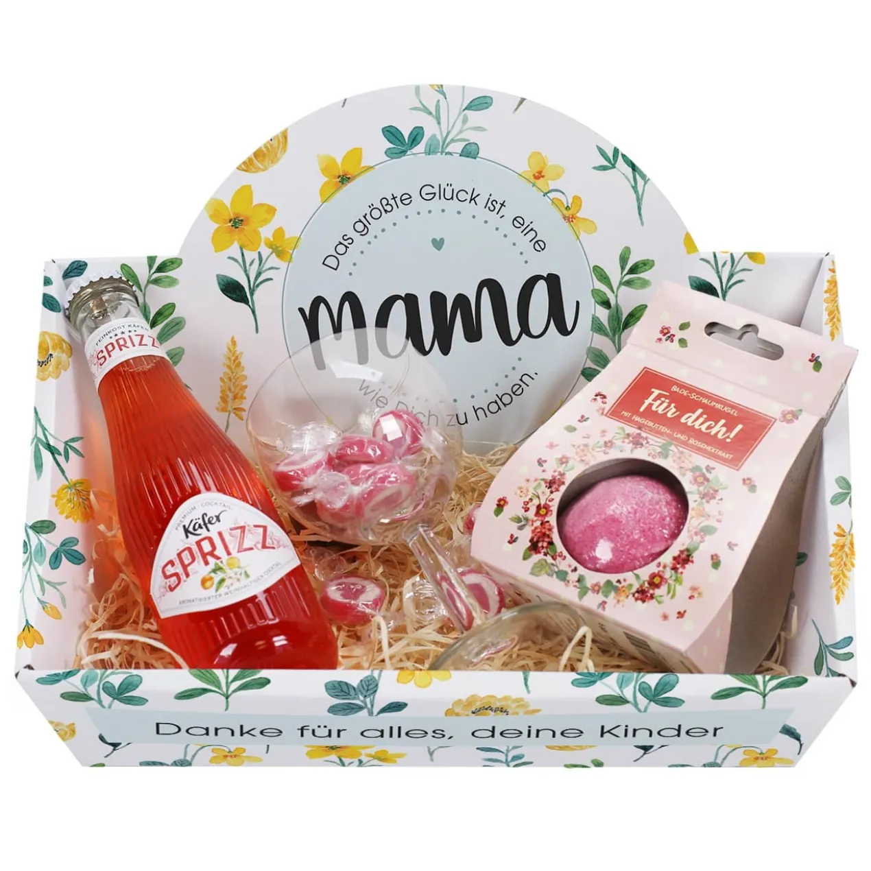 Glück ist eine Mama wie Dich zu haben - Geschenkkörbe mit verschiedenen Füllungen