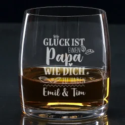 Glück ist, einen Papa wie dich zu haben - Whiskeyglas mit Wunschtext
