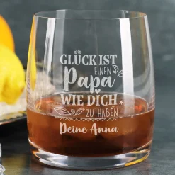 Glück ist, einen Papa wie dich zu haben - Whiskeyglas mit Wunschtext