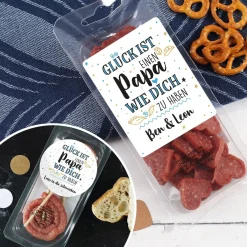 Glück ist, einen Papa wie dich zu haben - Salami Snack mit Text