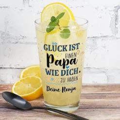 Glück ist, einen Papa wie dich zu haben - Trinkglas mit Wunschtext