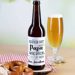 Glück ist, einen Papa wie dich zu haben - Bieraufkleber mit Wunschtext