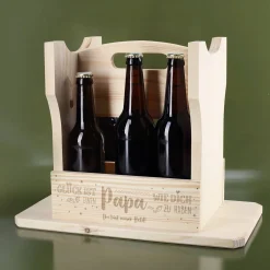 Glück ist einen Papa wie dich zu haben - Hocker-Flaschenträger mit Gravur