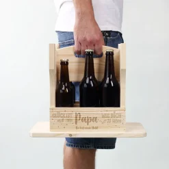 Glück ist einen Papa wie dich zu haben - Hocker-Flaschenträger mit Gravur