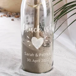 Glück ist... Flaschenpost mit 2 Zeilen Wunschtext