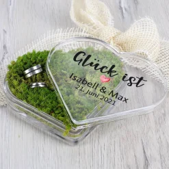 Glück ist... Herzdose aus Glas mit Ihrem Wunschtext bedruckt