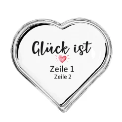 Glück ist... Herzdose aus Glas mit Ihrem Wunschtext bedruckt