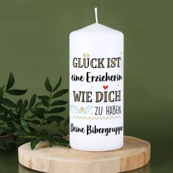 Glück ist... Kerze mit zwei Zeilen Text individuell gestaltet