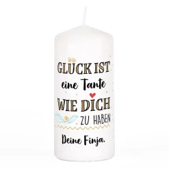 Glück ist... Kerze mit zwei Zeilen Text individuell gestaltet