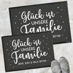 Glück ist unsere Familie - Fußmatte mit Ihrem Wunschtext