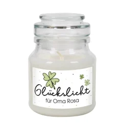 Glückslicht - Duftkerze im Glas mit Ihrem Wunschaufdruck