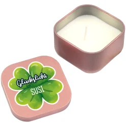 Glückslicht mit Name personalisiert | Mini Duftkerze mit Kleeblatt als Geschenk für Frauen & Männer