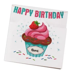 Glückwunschkarte mit Cupcake und Name - Happy Birthday