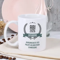 Glückwunsch-Tasse zum Abitur mit Name und Wunschtext