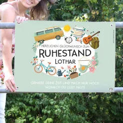 Glückwunsch zum Ruhestand - Banner mit Name und Wunschtext