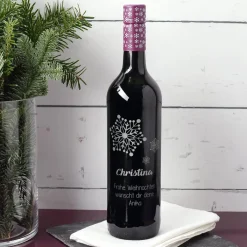 Glühwein mit Schneeflocken Gravur und Ihrem Wunschnamen