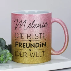 Glitzertasse für die beste Freundin, Kollegin oder Schwester der Welt