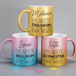 Glitzertasse für die beste Freundin, Kollegin oder Schwester der Welt
