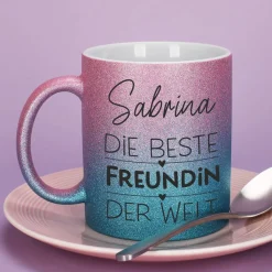 Glitzertasse für die beste Freundin, Kollegin oder Schwester der Welt