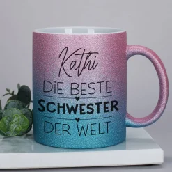 Glitzertasse für die beste Freundin, Kollegin oder Schwester der Welt