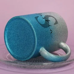 Glitzertasse in 3 Farben mit Name und Initiale