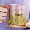 Glitzertasse mit Blumenwiese und Ihrem Wunschnamen bedruckt