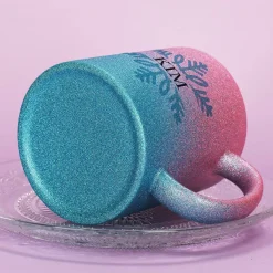Glitzertasse zu Weihnachten mit Schneeflocke und Name bedruckt - 3 Farben zur Auswahl