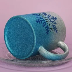 Glitzertasse zu Weihnachten mit Schneeflocke und Name bedruckt - 3 Farben zur Auswahl