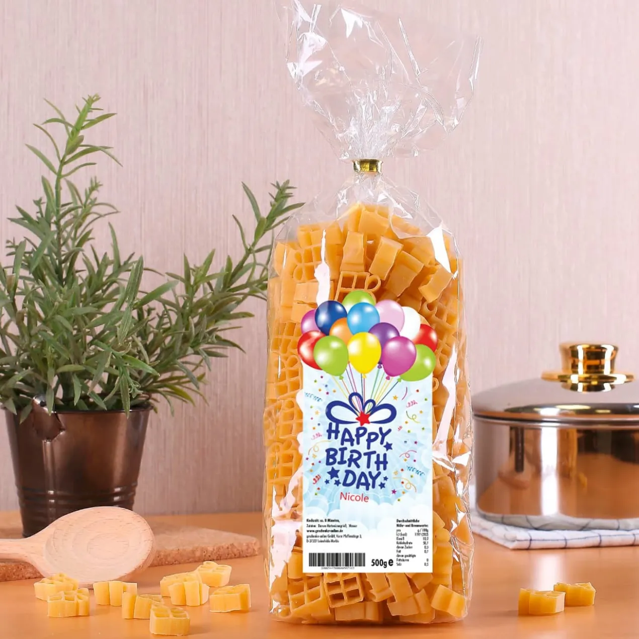 500g Nudeln in Geschenkform zum Geburtstag