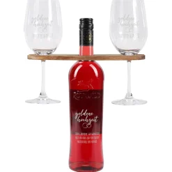 Goldene Hochzeit - Graviertes Geschenkset mit Weinflasche, Weingläsern und Weinbutler