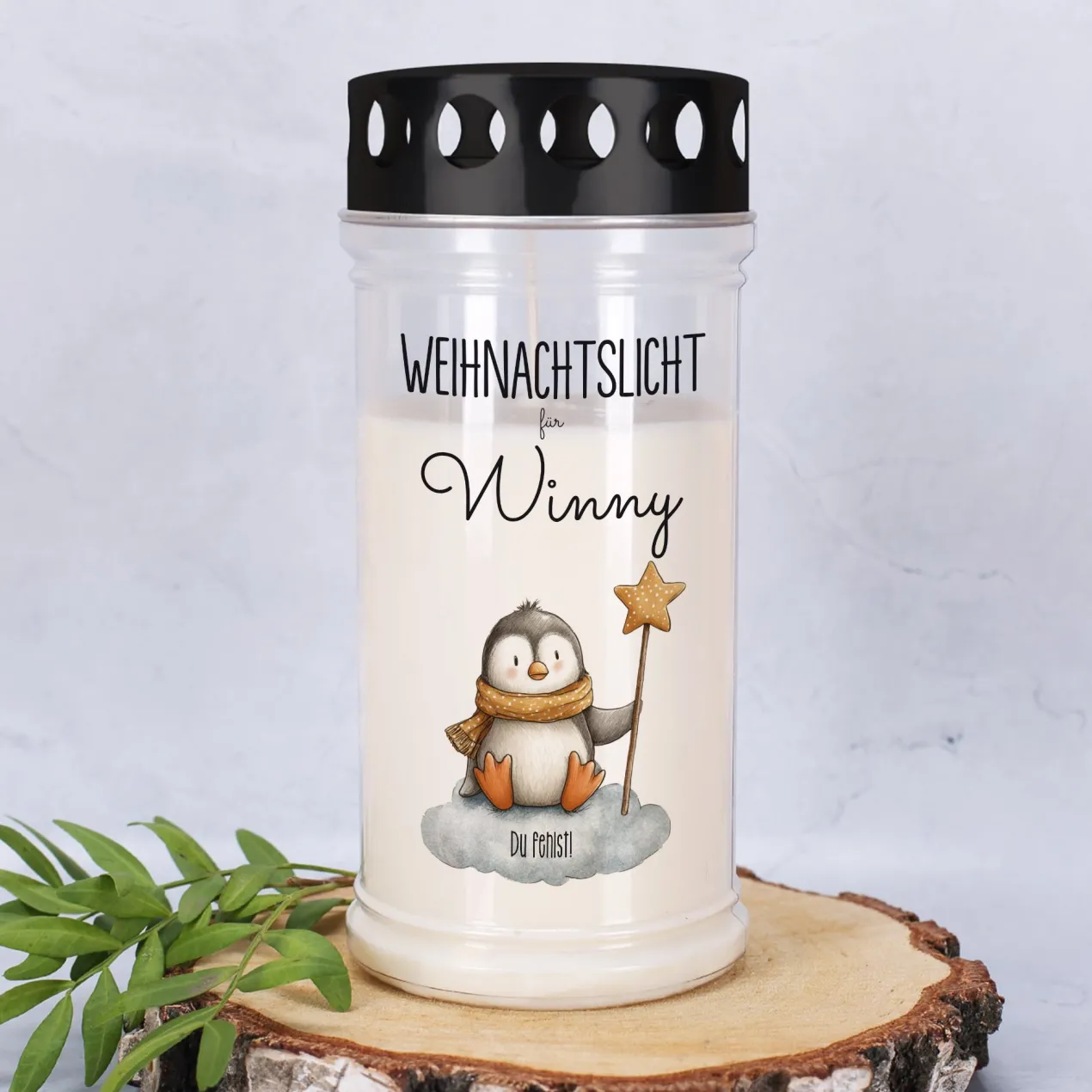 Grablicht zu Weihnachten personalisiert mit Name | Weihnachtslicht | 2 Größen