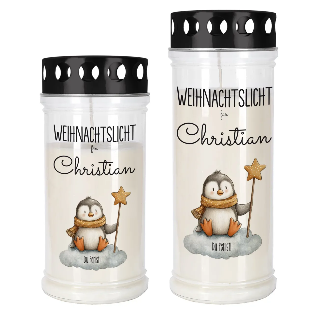 Grablicht zu Weihnachten personalisiert mit Name | Weihnachtslicht | 2 Größen