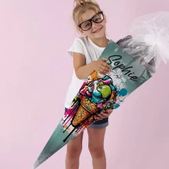 Graffiti Schultüte mit Eis-Motiv und Name