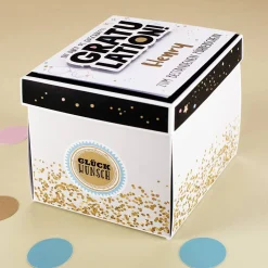 Gratulation, du hast es geschafft! - Überraschungsbox mit Name und Text