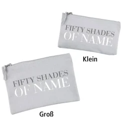 Graues Beautycase mit Name für Schminksachen und Accessoires