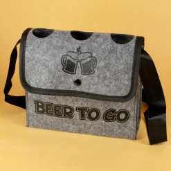 Graue Umhängetasche - Bier to go - für Männer zum Vatertag