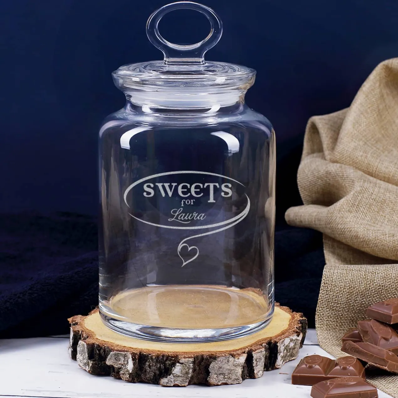 Gravierte Glasdose Sweets for... mit Wunschname
