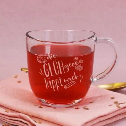 Gravierte Glühweintasse aus Glas mit lustigem Spruch | 280 ml | Varianten für Männer & Frauen