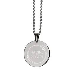 Gravierte Namenskette mit Herzen | Silber, Schwarz oder Roségold