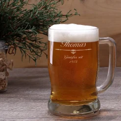 Gravierter Bierkrug von Leonardo mit Wunschnamen und Geburtsjahr