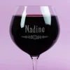 Graviertes Burgunderglas von Leonardo mit Name & Blatt-Ornament | Personalisiertes Weinglas Geschenk