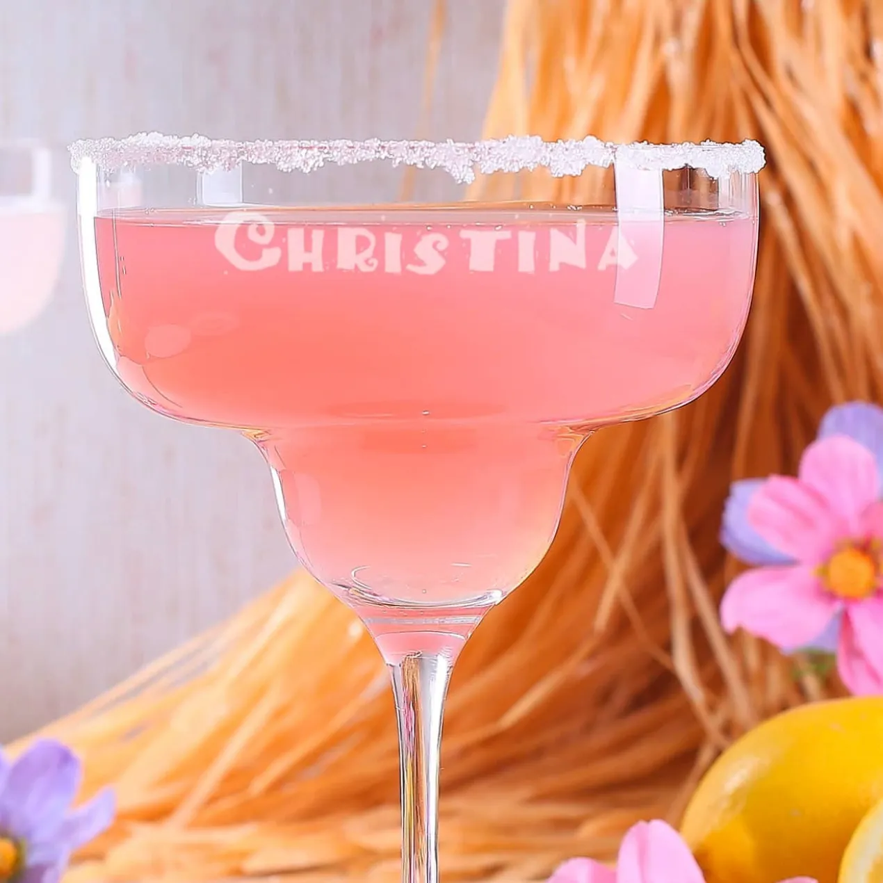 Graviertes Margaritaglas mit Name