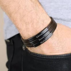 Graviertes Männer Armband mit 3 Wunschtexten